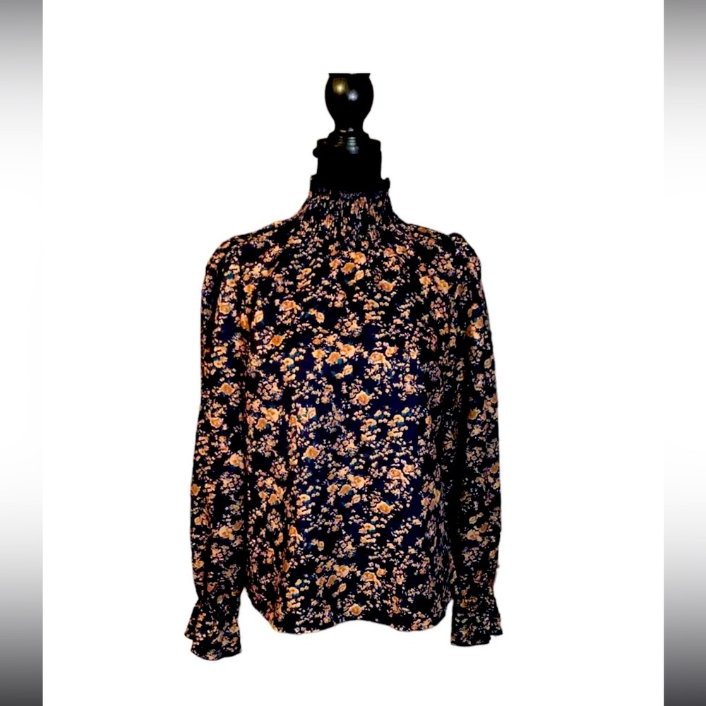 SHEIN Long Sleeve Black & Gold Blouse